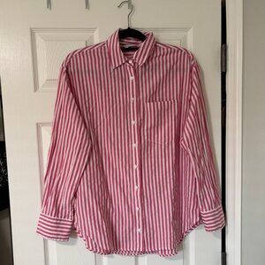 Pink & White Striped Button Down